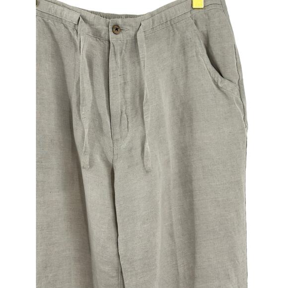 Cubavera Large Medium Linen Blend Pants Beige Drawstring Pull On Beach Summer - Picture 3 of 9